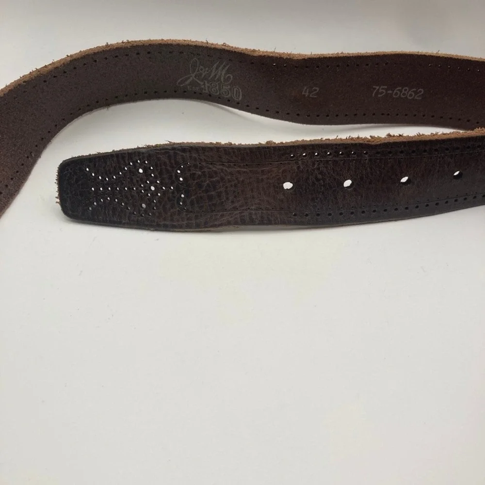 Johnston & Murphy Men's Classic Casual Leather Belt 42 Brown Made in Italy‎